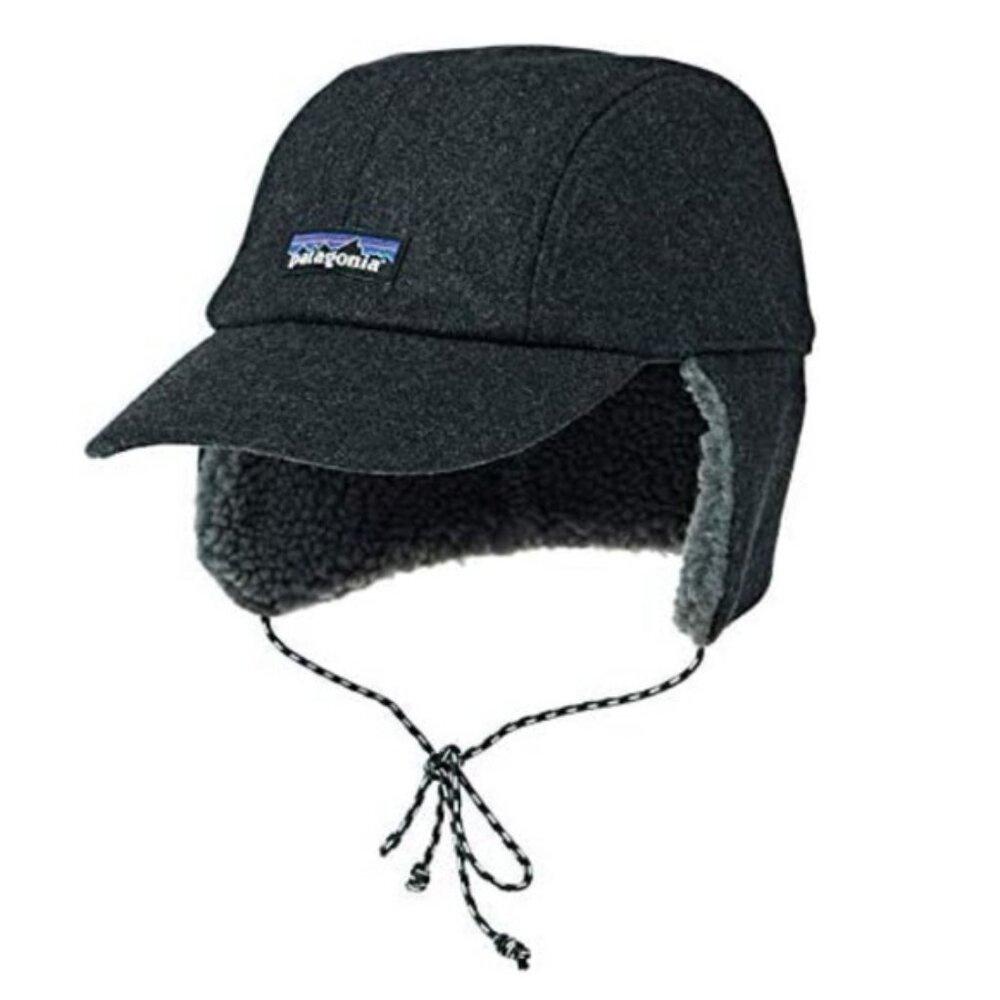 Patagonia Recycled Wool Ear Flap Cap, Unisex Winter Hat Day Gray